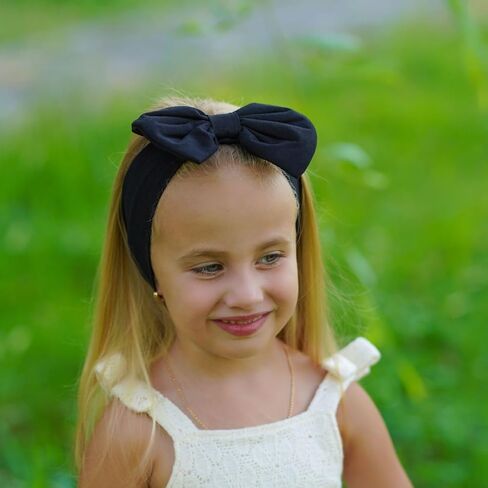 Baby Girl Headbands-Infant Toddler Cotton Handmade Hairbands with Big Bows Child Hair Accessories (Orange, 3-36 Month) in Saudi Arabia
