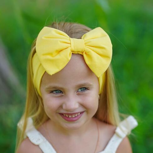 Baby Girl Headbands-Infant Toddler Cotton Handmade Hairbands with Big Bows Child Hair Accessories (Orange, 3-36 Month) in Saudi Arabia