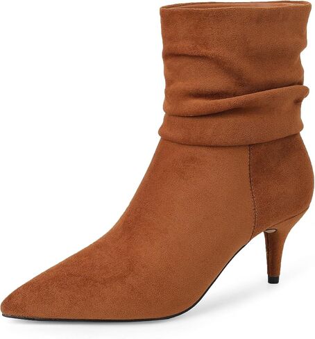 CosyFever Sexy Slouch Ankle Boots for Women with Fashion Mid Stiletto Heels Pointed Toe Bootie in Saudi Arabia