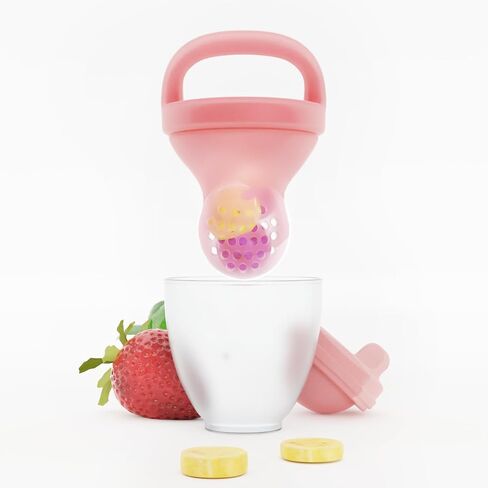 Nümi - أداة تغذية الأطفال - أداة تسنين آمنة ومريحة لتوزيع الطعام للرضع خالية من مادة BPA مع آلية قفل آمنة مثالية للمواد الصلبة وتهدئة اللثة وتغذية خالية من الفوضى (وردي) in Saudi Arabia