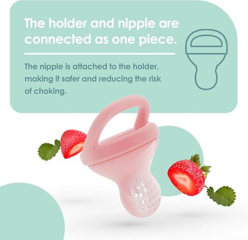 Nümi - أداة تغذية الأطفال - أداة تسنين آمنة ومريحة لتوزيع الطعام للرضع خالية من مادة BPA مع آلية قفل آمنة مثالية للمواد الصلبة وتهدئة اللثة وتغذية خالية من الفوضى (وردي) in Saudi Arabia