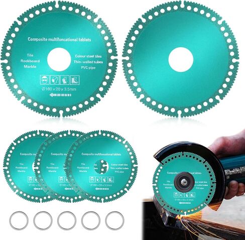 ‎Indestructible Disc for Grinder, 5Pcs 4 Inch Indestructible Disc 2.0 for Angle Grinder, Cutting Discs for Smooth Cutting, Grinding Materials, Cut Everything in Seconds(Color:Green) in Saudi Arabia