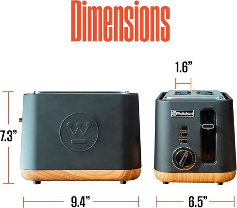 Westinghouse Scandinavian Design 4-Slice Toaster w/Wide Slots, Removable Crumb Tray, 6 Browning Levels, & Bagel/Reheat/Defrost Options - For Bread, Bagels, & Waffles - Black w/Wood Finish, 4-Slice in Saudi Arabia