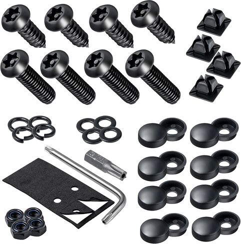 8 Sets License Plate Screw Kit, Stainless Anti Theft License Plate Screws, Anti-Rattle & Rust-Proof License Plate Bolts for Securing License Plates Frames or Covers on Cars, Trucks, SUVs (Black) in Kuwait