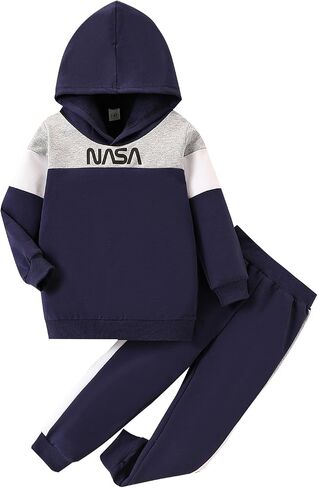 2-6T Toddler Baby Boy Clothes Long Sleeve Hooded Pullover Colorblock Sweatshirt + Pants 2pcs Fall Winter Outfit Set in Saudi Arabia