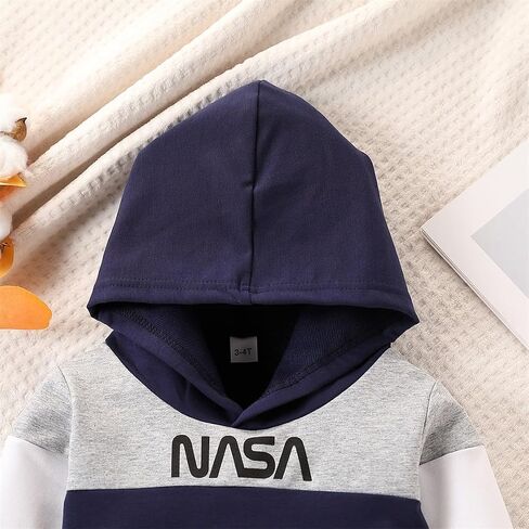 2-6T Toddler Baby Boy Clothes Long Sleeve Hooded Pullover Colorblock Sweatshirt + Pants 2pcs Fall Winter Outfit Set in Saudi Arabia