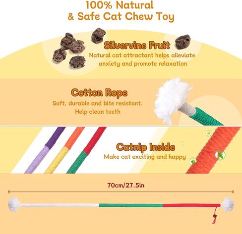 SEVENKA 6 Pack Silvervine Cat Toys, 7.87in/20cm Catnip Cat Chew Toy for Teeth Cleaning, Kitten Toys, Catnip Interactive Cat Toys for Indoor Cats Kittens Kitty Toy in Kuwait
