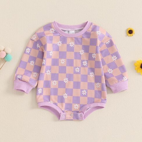 الوليد طفلة الزي الأزهار طباعة الشطرنج جولة الرقبة طويلة الأكمام طفل بلوزات السروال القصير الملابس الخريف in Kuwait