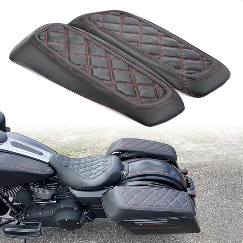 أغطية حماية لحمالة الصدر بغطاء السرج متوافقة مع نماذج Harley Davidson 2014-2023 Touring Road Glide FLTRX Electra Glide FLHT Road King FLHR Street Glide FLHX وTri Glide، خياطة سوداء in Kuwait