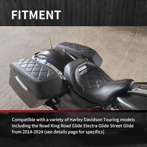 أغطية حماية لحمالة الصدر بغطاء السرج متوافقة مع نماذج Harley Davidson 2014-2023 Touring Road Glide FLTRX Electra Glide FLHT Road King FLHR Street Glide FLHX وTri Glide، خياطة سوداء in Kuwait