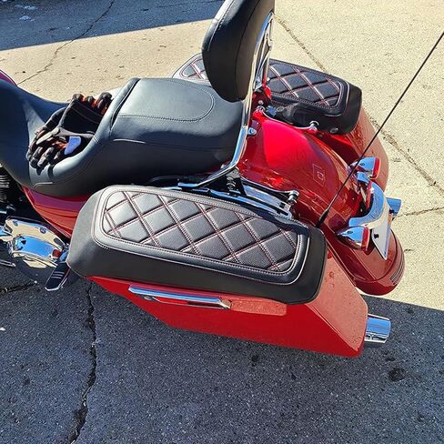 أغطية حماية لحمالة الصدر بغطاء السرج متوافقة مع نماذج Harley Davidson 2014-2023 Touring Road Glide FLTRX Electra Glide FLHT Road King FLHR Street Glide FLHX وTri Glide، خياطة سوداء in Kuwait