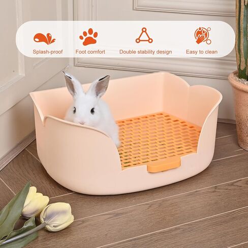 SunshineBio Rabbit Litter Box Toilet for Small Animal Bunny Rabbits Guinea Pig Galesaur Ferrets Corner Litter Pan Potty Trainer with Stainless Steel Panel Small Pets Cage Toilet Bedding Box (Green) in Kuwait