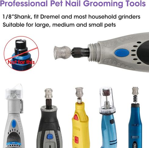 Dog Nail Grinder for Dremel - Safe and Painless Nail Trimmer Bits - 1/8" Pet Nail Grinder Wheel Work with Dremel Sanding Drums for Large Medium Small Dogs&Pets Nails Care in Saudi Arabia