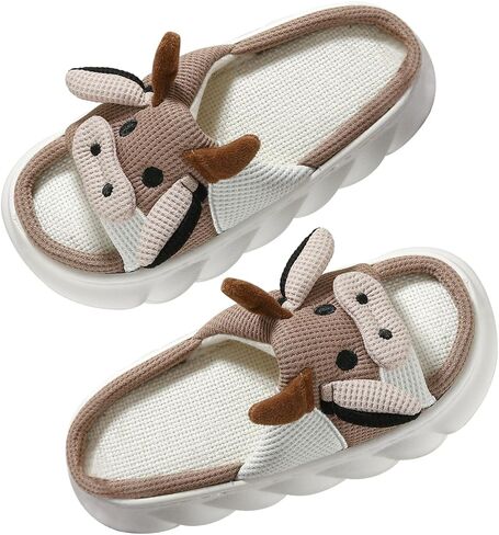 Fuzzy Cow Slippers for Women, Soft Animal House Slippers in Kuwait