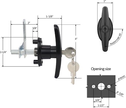QZATTCAEN Pickup Truck Cap Topper Camper Shell Locking T-Handle -with 2 Keys for Most Brands of Truck caps, Toppers, Camper Tops Black Powder Coated Finish in Kuwait