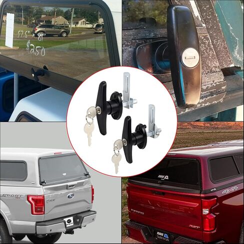 QZATTCAEN Pickup Truck Cap Topper Camper Shell Locking T-Handle -with 2 Keys for Most Brands of Truck caps, Toppers, Camper Tops Black Powder Coated Finish in Kuwait