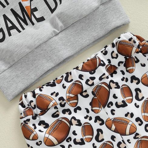 Rtnnsbbfcm Toddler Baby Girl Football Outfit Long Sleeve Letter Sweatshirt Top Football Bell Bottoms Headband 3Pcs Set in Saudi Arabia