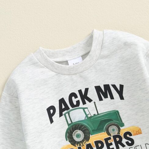 Toddler Baby Boys Tractor Clothes Letter Truck Print Farm Sweatshirt Long Jogger Pants Baby Shower Coming Home Outfit in Saudi Arabia
