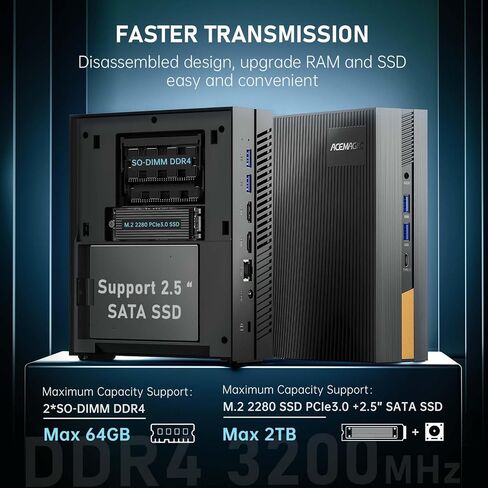 ACEMAGIC Mini PC i7-11800H(8C/16T, up to 4.6 GHz) Windows 11, 16GB DDR4 512G NvMe SSD Mini Computers, Mini Desktop Computer Support 4K UHD Triple Display/WiFi 6/BT5.2 for Business/HTPC Small PC in Saudi Arabia