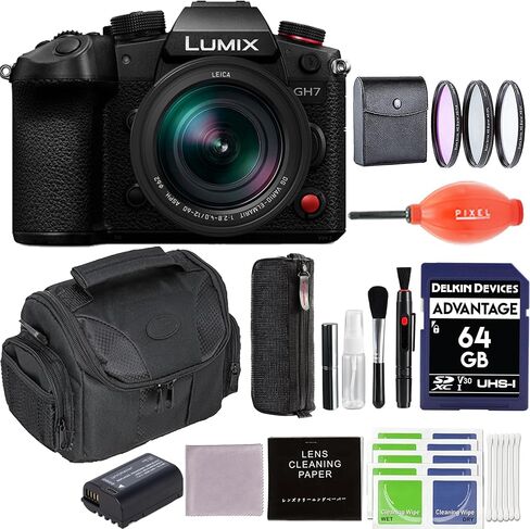 Panasonic Lumix GH7 Mirrorless Camera with 12-60mm f/2.8-4 Lens and Advanced Accessory and Travel Bundle | DC-GH7LK | Extended 3 Years Panasonic Warranty in Saudi Arabia