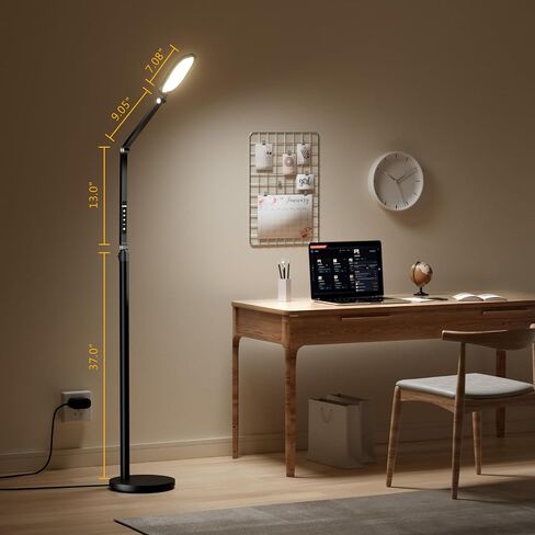 Ring Light with Stand, 15W Dimmable Zoom Lighting for Computer, Home Office, Reading, Video Calls, 66 Inches Floor Lamp with Flexible Swing Arm, AC Plug, Remote, Memory & Timer CRI >95 in Saudi Arabia