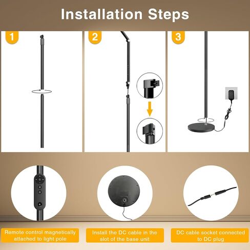 Ring Light with Stand, 15W Dimmable Zoom Lighting for Computer, Home Office, Reading, Video Calls, 66 Inches Floor Lamp with Flexible Swing Arm, AC Plug, Remote, Memory & Timer CRI >95 in Saudi Arabia
