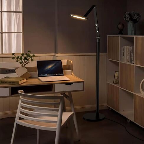 Ring Light with Stand, 15W Dimmable Zoom Lighting for Computer, Home Office, Reading, Video Calls, 66 Inches Floor Lamp with Flexible Swing Arm, AC Plug, Remote, Memory & Timer CRI >95 in Saudi Arabia