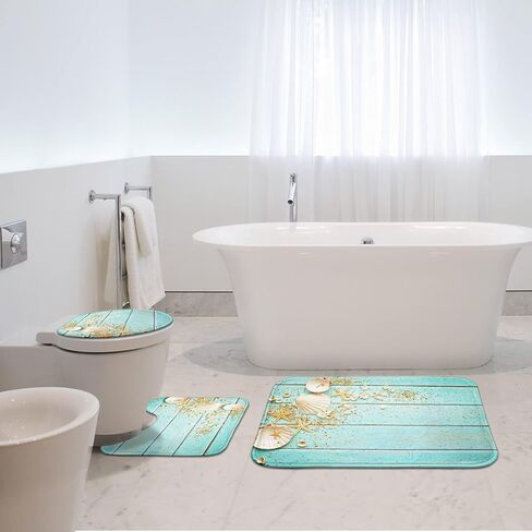 Britimes Halloween Bathroom Rug Set of 3, Funny Skeletons Body Skull 3 Pieces Bath Mats Set for Bathroom, No Silp Washable Cover Floor Rug Decorations for Kitchen Bathroom Bedroom in Kuwait