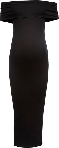 BUMPSUIT Off The Shoulder Maternity Dress for Pregnancy, Stretchy Fabric Foldover Neckline Ladies Long Maternity Maxi Dress in Saudi Arabia