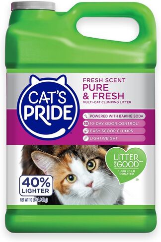 Cat's Pride Premium Lightweight Clumping Litter: Pure & Fresh - Up to 10 Days of Powerful Odor Control - Multi-Cat, Scented, 18 Pounds in Kuwait