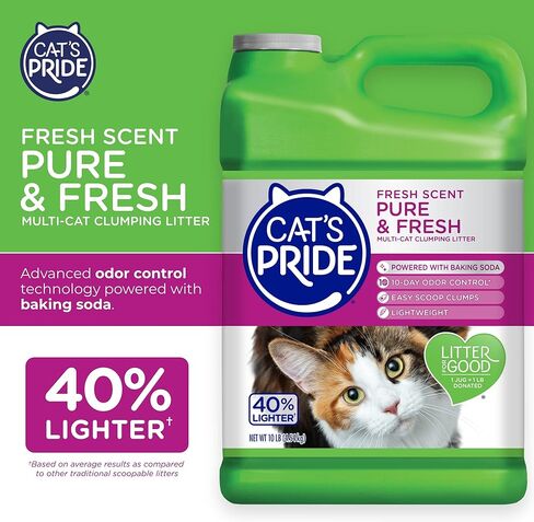 Cat's Pride Premium Lightweight Clumping Litter: Pure & Fresh - Up to 10 Days of Powerful Odor Control - Multi-Cat, Scented, 18 Pounds in Kuwait