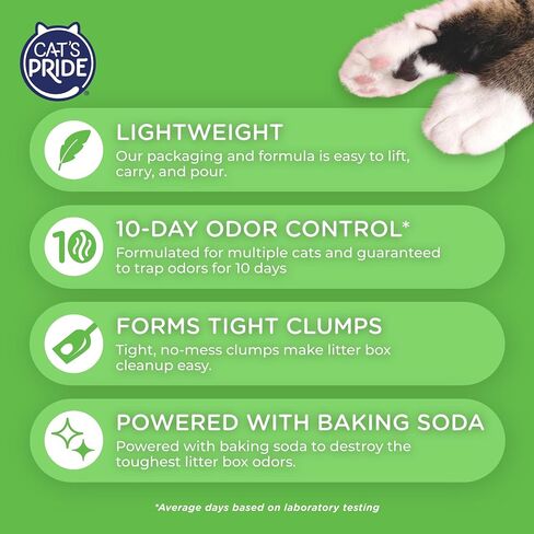 Cat's Pride Premium Lightweight Clumping Litter: Pure & Fresh - Up to 10 Days of Powerful Odor Control - Multi-Cat, Scented, 18 Pounds in Kuwait
