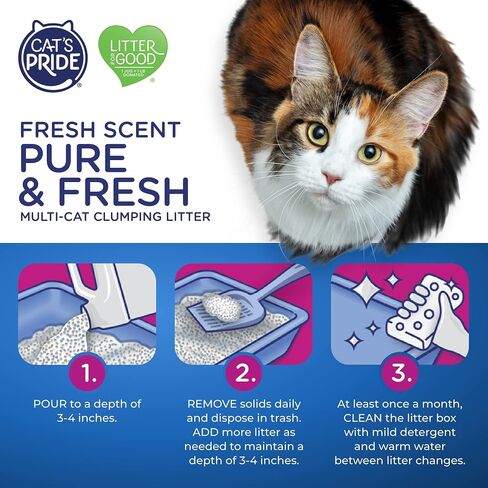 Cat's Pride Premium Lightweight Clumping Litter: Pure & Fresh - Up to 10 Days of Powerful Odor Control - Multi-Cat, Scented, 18 Pounds in Kuwait