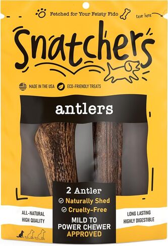 Snatchers Elk Antlers for Dogs – Long Lasting Dog Chews and Dog Toys for Aggressive Chewers, Naturally Shed Deer Antlers for Dogs Processed in The USA, No Additives (Small, 1 Count) in Saudi Arabia