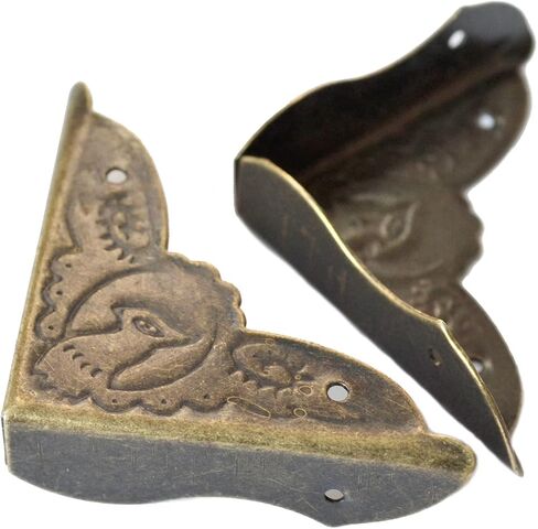 20 Pcs Vintage Bronze Corner Protectors Decorative Metal Covers Antique Safety Guards Retro Right Angle Bracket for Menu Book Photo Album Scrapbook Wood Case Edge Small Size (Side Length:1-1/2") in Saudi Arabia