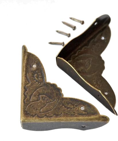 20 Pcs Vintage Bronze Corner Protectors Decorative Metal Covers Antique Safety Guards Retro Right Angle Bracket for Menu Book Photo Album Scrapbook Wood Case Edge Small Size (Side Length:1-1/2") in Saudi Arabia