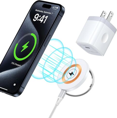 Magnetic Wireless Charger Fast Charging Pad,15W Fast MagSafe Wireless Phone Charger with iPhone 16/16 Pro/16 Plus/16 Pro Max/15/15 Pro/15 Plus/15 Pro Max/14/14 Plus/14 Pro Max/13/12 AirPods 3/2/Pro in Saudi Arabia