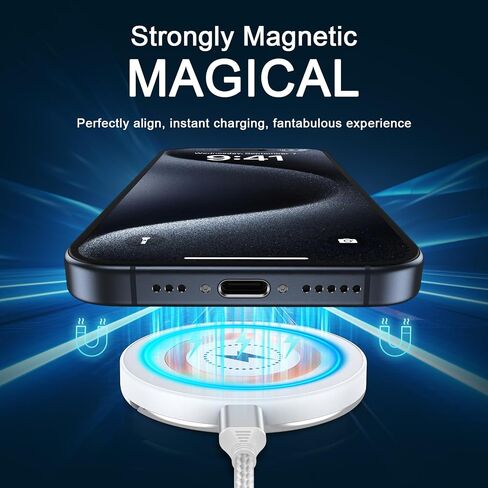 Magnetic Wireless Charger Fast Charging Pad,15W Fast MagSafe Wireless Phone Charger with iPhone 16/16 Pro/16 Plus/16 Pro Max/15/15 Pro/15 Plus/15 Pro Max/14/14 Plus/14 Pro Max/13/12 AirPods 3/2/Pro in Saudi Arabia