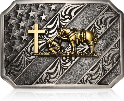 Western Cowboy Belt Buckle for Men, Longhorn Bull Texas Horse Cross Prayer Rodeo Belt Buckle in Kuwait