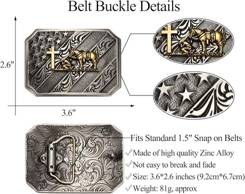 Western Cowboy Belt Buckle for Men, Longhorn Bull Texas Horse Cross Prayer Rodeo Belt Buckle in Kuwait