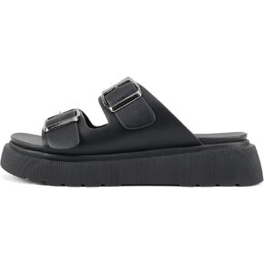 Soda “Uberta" ~ Women Round Toe Lug Sole Platform Slide Sandal with Two Adjustable Buckle Straps