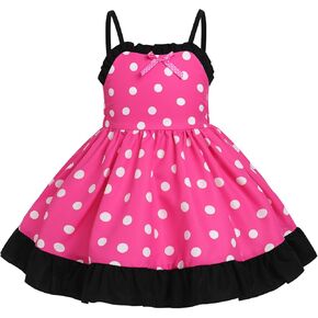 ODASDO Baby Girl Dress Toddler Kids Spaghetti Strap Back Bowknot Ruffle A-line Summer Holiday Sundress for 1-6 Years