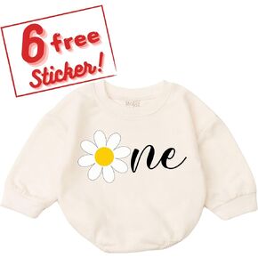 1st Birthday One Daisy Outfit - Sweet First Birthday Baby Girl Bubble Romper Infant Flower Sweatshirt Onderful Gift