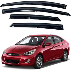 Window Visor Compatible with Hyundai Accent 2012-2017, Rain Guard Tape-On Extra Durable Sun Wind Air Side Vent Window Deflector, 2012 2013 2014 2015 2016 2017 (Sedan)