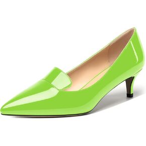 ROSERWISH Womens Office Casual Slip On Patent Casual Pointed Toe Kitten Low Heel Pumps Shoes 2 Inch