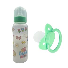 Adult Bottle & Pacifier Set, 8oz/250mL (Bottle Print May Vary) (Pink)