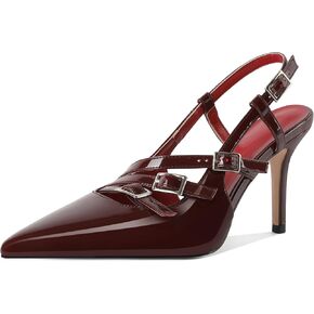 YODEKS Women's Slingback Heels Pointed Toe Buckle Straps High Heel Pumps 3.5 Inch Shoes US Size 6-12