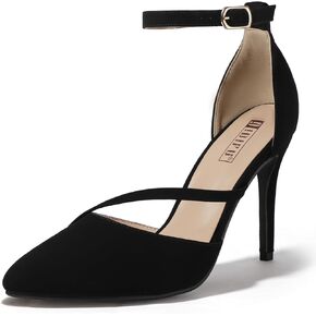 IDIFU IN4 Women's Pumps Closed Toe Heels Stiletto High Heels Dress Shoes for Women Wedding Prom Dressy Party Bridal Shoes Trendy Strappy Pointed Toe Ankle Strap Heels Pumps
