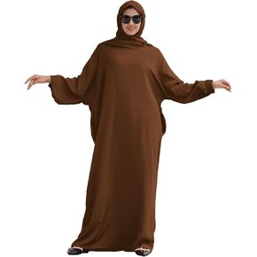 IBTOM CASTLE Jilbab for Muslim Women Modest Prayer Abaya with Hijab Islamic Dubai Middle East Turkey Kaftan Eid Ramadan Robe