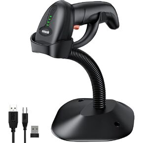 Symcode Wireless Handheld Barcode Scanner Versatile 2-in-1 (2.4Ghz Wireless+USB 2.0 Wired) 328 Feet Transmission Distance Rechargeable 1D Laser Automatic Bar Code Reader Scanner(Black) in Saudi Arabia